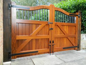 Wooden driveway gate
